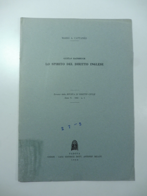Gustav Radbruch. Lo spirito del diritto inglese